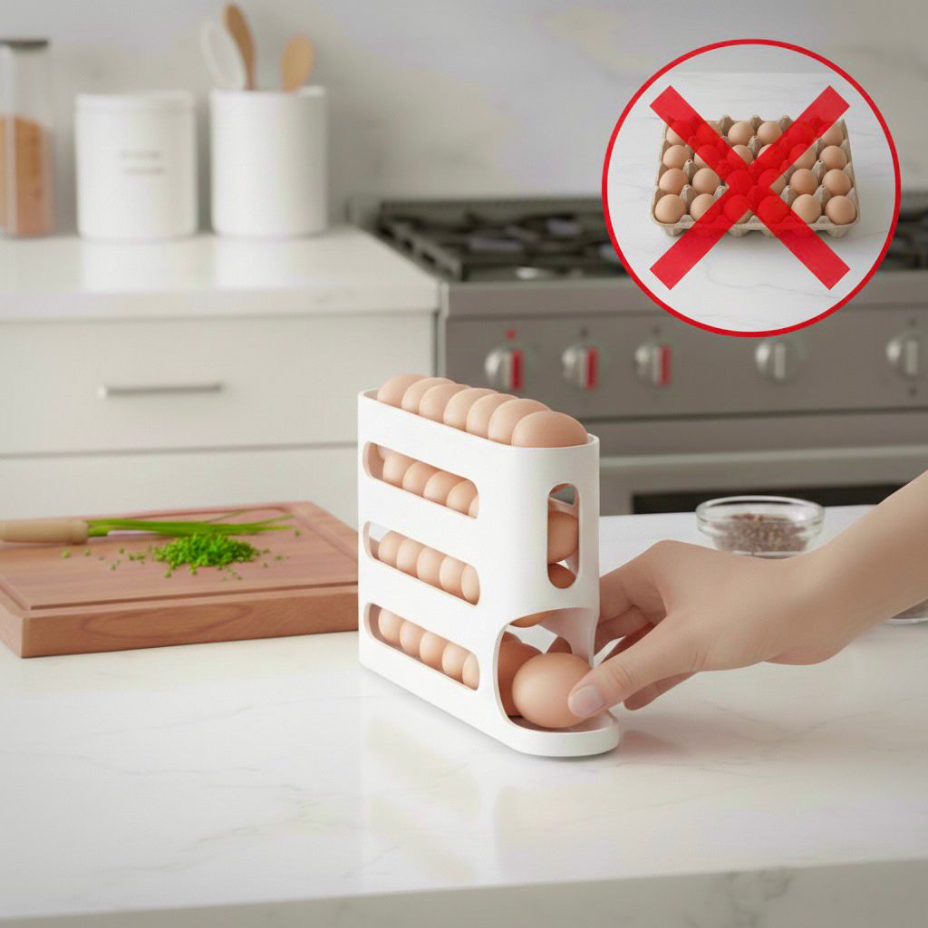EggFlow Rack™ – Organizador Automático de Huevos