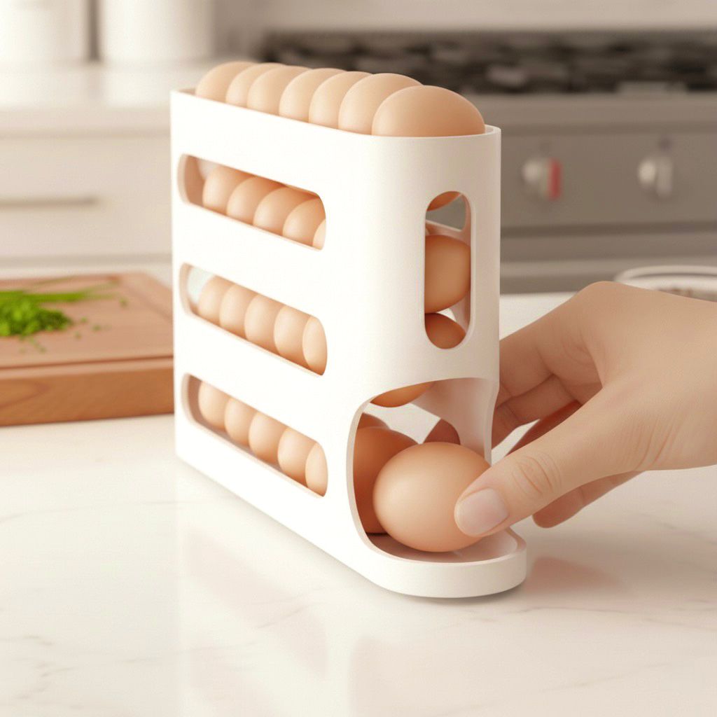 EggFlow Rack™ – Organizador Automático de Huevos